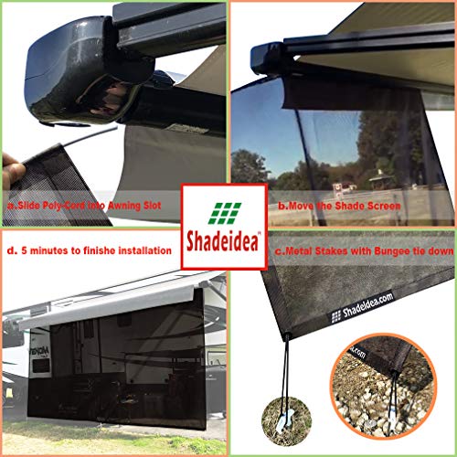 Shadeidea RV Sun Shade Screen for Awning 7' X 17' 5'' Brown Mesh