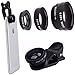 Mengde 3 in 1 Clip-on Camera Lens, Professional 180 Degree Supreme Fisheye + 0.67X Wide Angle + 10X Macro Lens For iPhone 7 6s 6 plus Samsung LG Black