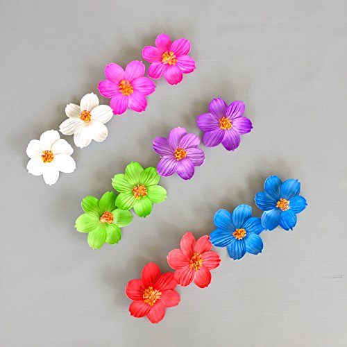 Butterfly Craze Hawaiian Hibiscus Flower Hair Clips for Luau Party
