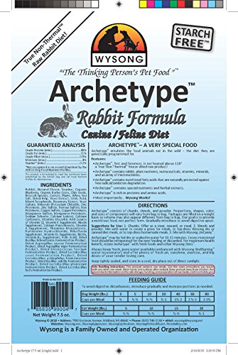 WYSONG ARCHETYPE RABBIT RAW FORMULA CANINE/FELINE DIET DOG/CAT FOOD- 7.5 OUNCE BAG