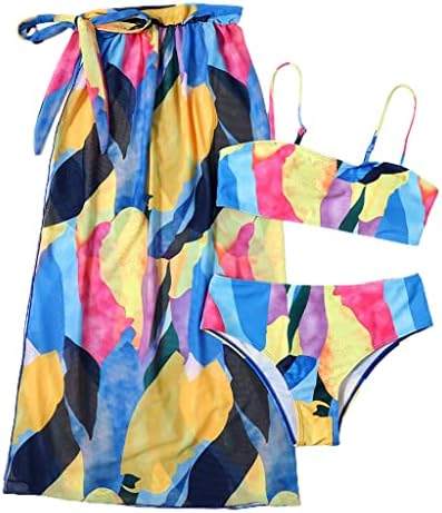 OUKA Women 3pcs Bikini Set Swimsuits Colorful Graphic Bathing