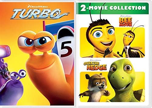 Snails Pace Cartoon Movie Set Turbo + Over the Hedge & Bee Movie DVD Dreamworks Animated Triple Feature Family Fun Set