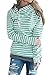 Minipeach Women's Double Hooded Cotton Striped Sweatshirt Funnel Neck Banded Bottom Casual Pullover Loose Coat with Pocket