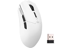 EPOMAKER Click Lite Wireless Gaming Mouse, 800 to 12,000 DPI Adjustable, PAW3311 Sensor, 500mAh, 59g, 2.4G/BT/USB-C Rechargeable Wireless Mouse with 5 Programmable Buttons for PC/Mac/Linux (White)