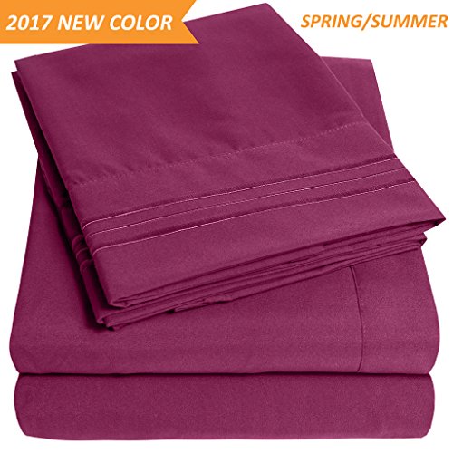 1500 Supreme Collection Twin Sheet Sets Berry Purple - 3 Piece Bed Sheets and Pillowcase Set for Twin Mattress - Extra Soft, Elastic Corner Straps, Deep Pocket Sheets, Twin Berry Purple