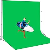 12 X 10 FT Large Green Screen Backdrop for Photography, GreenScreen Background for Zoom Meeting, Polyester Cloth Fabric Curta