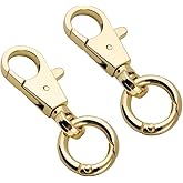 2pcs Double Opening Snap Hooks Heavy Duty Metal Push Gate Swivel Lobster Clasp Keychain Clip Purse Making Accessories (Gold)