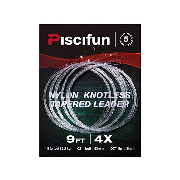 Piscifun-Fly-Fishing-Tapered-Leader-with-Loop-9-5-Pack