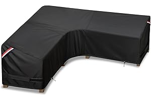 KylinLucky Patio Sectional Sofa Cover V-Shaped,85"X 85" Waterproof Outdoor Sectional Couch Covers Black