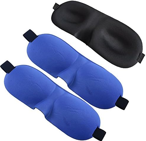 3D Sleep Eye Mask Cover with Contoured Shape Ultra Lightweight Comfortable-adjustable Head Strap Pack of 3