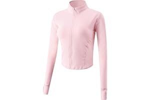 Gihuo Women's Athletic Full Zip Lightweight Workout Jacket with Thumb Holes