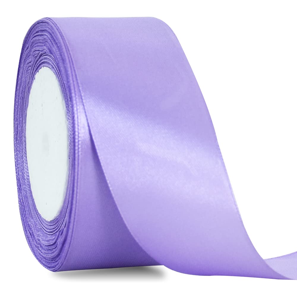 TONIFUL 4cm X 22M Wide Light Purple Satin Ribbon Solid Fabric Ribbons for Wedding Car Decoration Chair Sash Crafts Gift Wrapping Cutting Ceremony Table Bows Floral Sewing Party Decoration