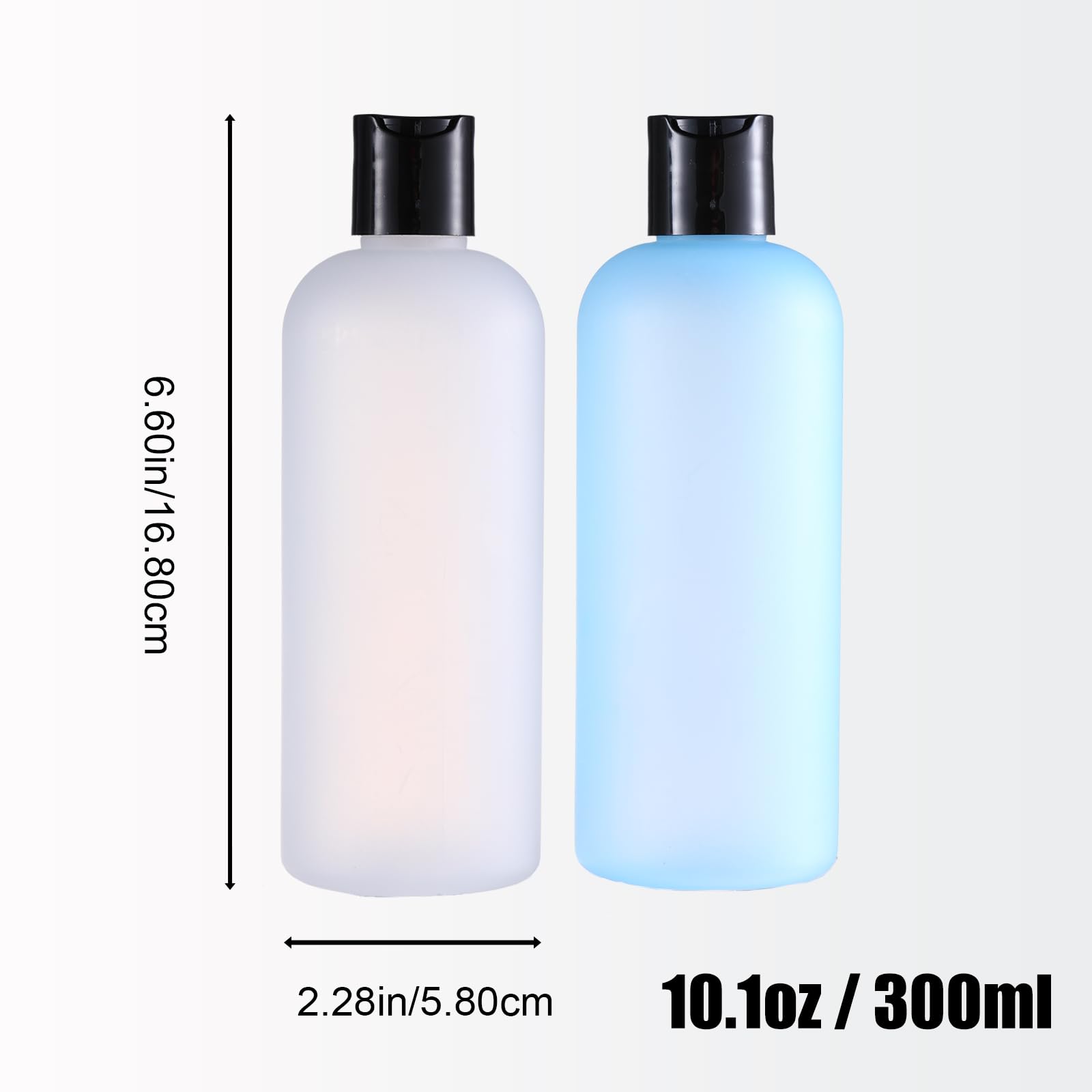 GearTrust 10 oz Small Plastic Bottles with Disc Caps, Empty Shampoo Bottles, Leak Proof Travel Bottles for Toiletries,Conditioner,Lotions,Cream, Dish Soap,BPA FREE, Pack of 2