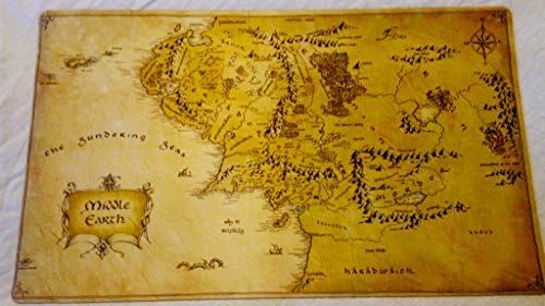 Lord of the Rings Middle Earth Map TCG playmat, gamemat 24 wide 14 tall for trading card game smooth cloth surface rubber base by Masters of trade