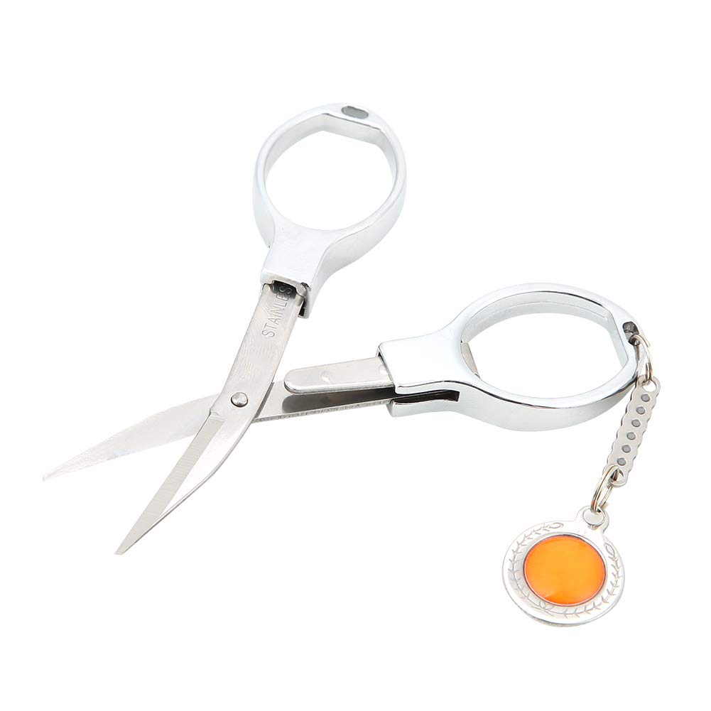 HEEPDD Folding Scissors, 3.7in Stainless Steel Pocket Scissor Mini Shear Anti-Rust Emergency Cutting Tool for Home Travel Use