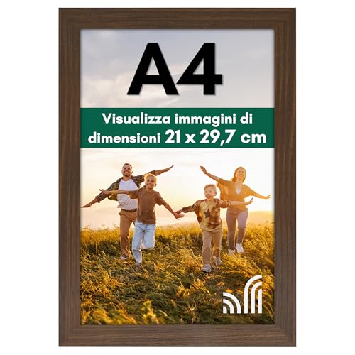 Americanflat A4 Picture Frame in Walnut - Engineered Wood with Shatter Resistant Glass - Horizontal and Vertical Formats for Wall and Tabletop