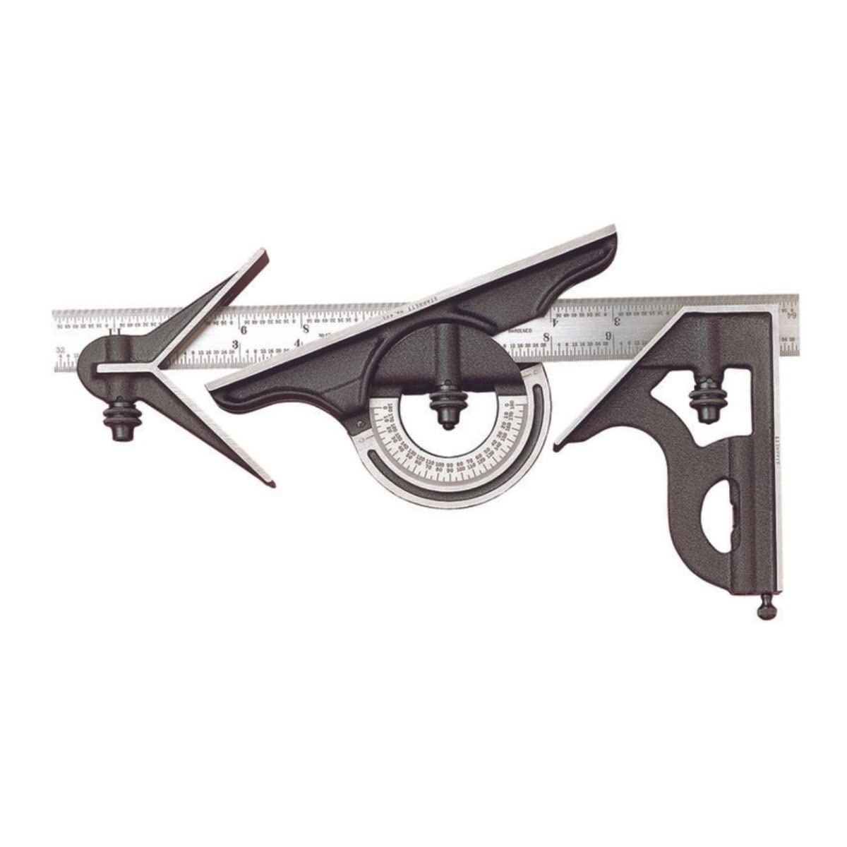Starrett 435-12-4R Combination Square With Square Head, Centre Head, And Reversible Protractor Head And Blade