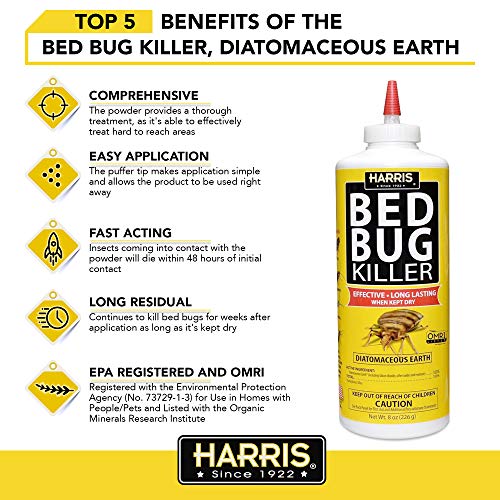 HARRIS HDE8 Bed Bug Powder Diatomaceous Earth, 8oz, Yellow Pricepulse
