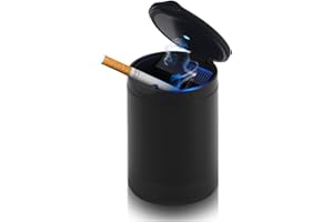 Car Ashtray with Lid Smell Proof & LED Light,Versatile Car Ashtrays for Cup Holder Smell Proof for Storing Cigarette Ash/Tras