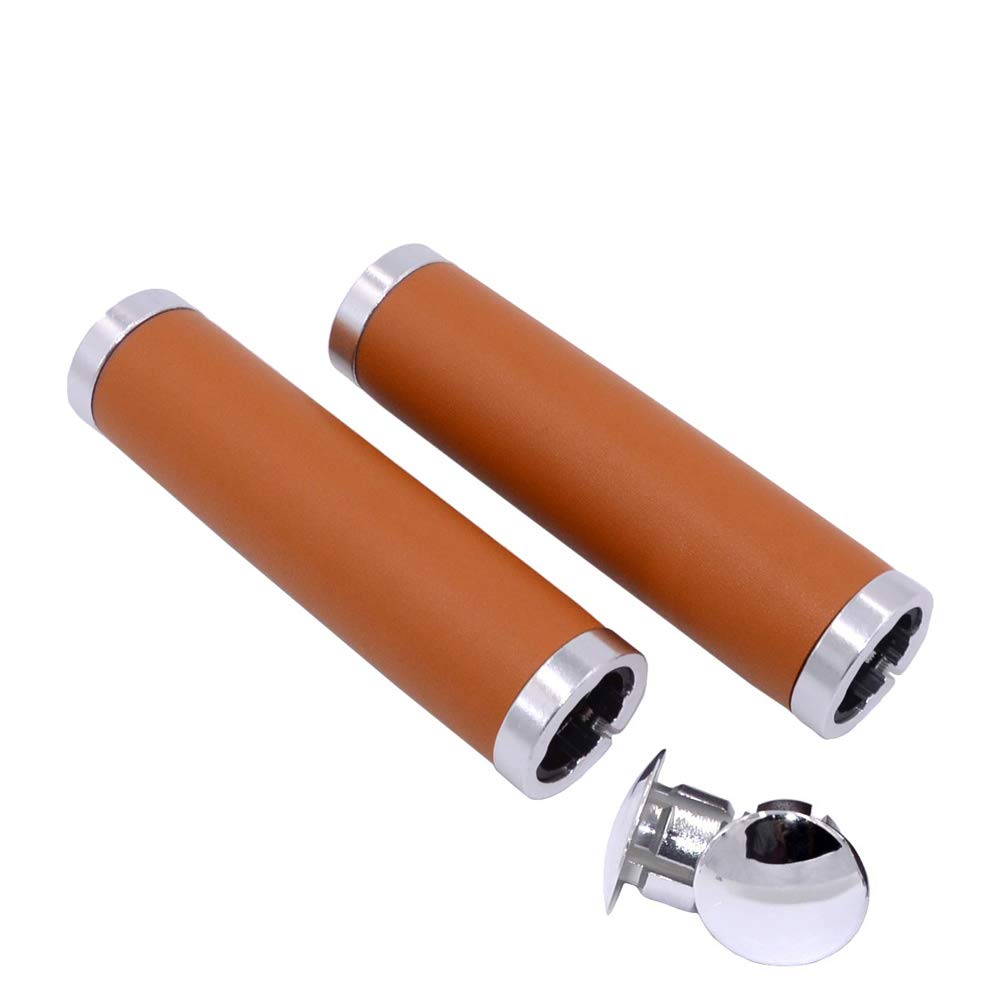 UPANBIKE Bike Grips Leather 7/8" Grips Double Lock On Grip Fit 22.2mm Handlebar for Mountain Bike Road Bicycle Fixed Gear Bike