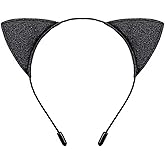 CHILTINA Black Cat Ears Headband Glitter Cat Ears Hairband for Halloween Cosplay Party Favors