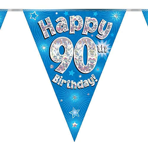 90th Birthday Blue Birthday Party Flag Banner Bunting Age 90