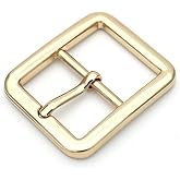 CRAFTMEMORE 4pcs Single Prong Belt Buckle Square Center Bar Buckles Leather Craft Accessories (1in - J455), (3/4in - 3110)