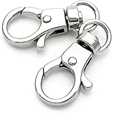 CRAFTMEMORE Swivel Snap Hook Quality Keychain Clip Push Gate Trigger Lobster Clasps 3/8" O Ring Opening SC40 (4 Pack, Silver)