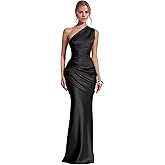 One Shoulder Stain Bridesmaid Dresses for Women Long Pleated Prom Dress Mermaid Formal Evening Party Gowns