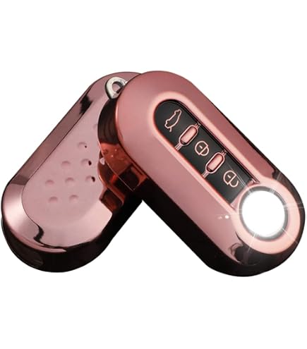 Coque De Clé Voiture Fiat 500 - Protection TPU Souple - Blanche Rose - Taille Unique - Cadeau Idéal - 10