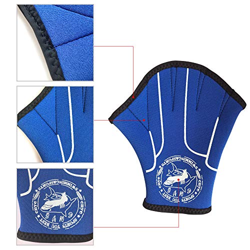 CNYE Aquatic Gloves for Water Aerobics Snorkeling - Webbed Swim Gloves Aqua Fit Training Gloves - Helping Upper Body Resistance - No Fading - Blue (M)