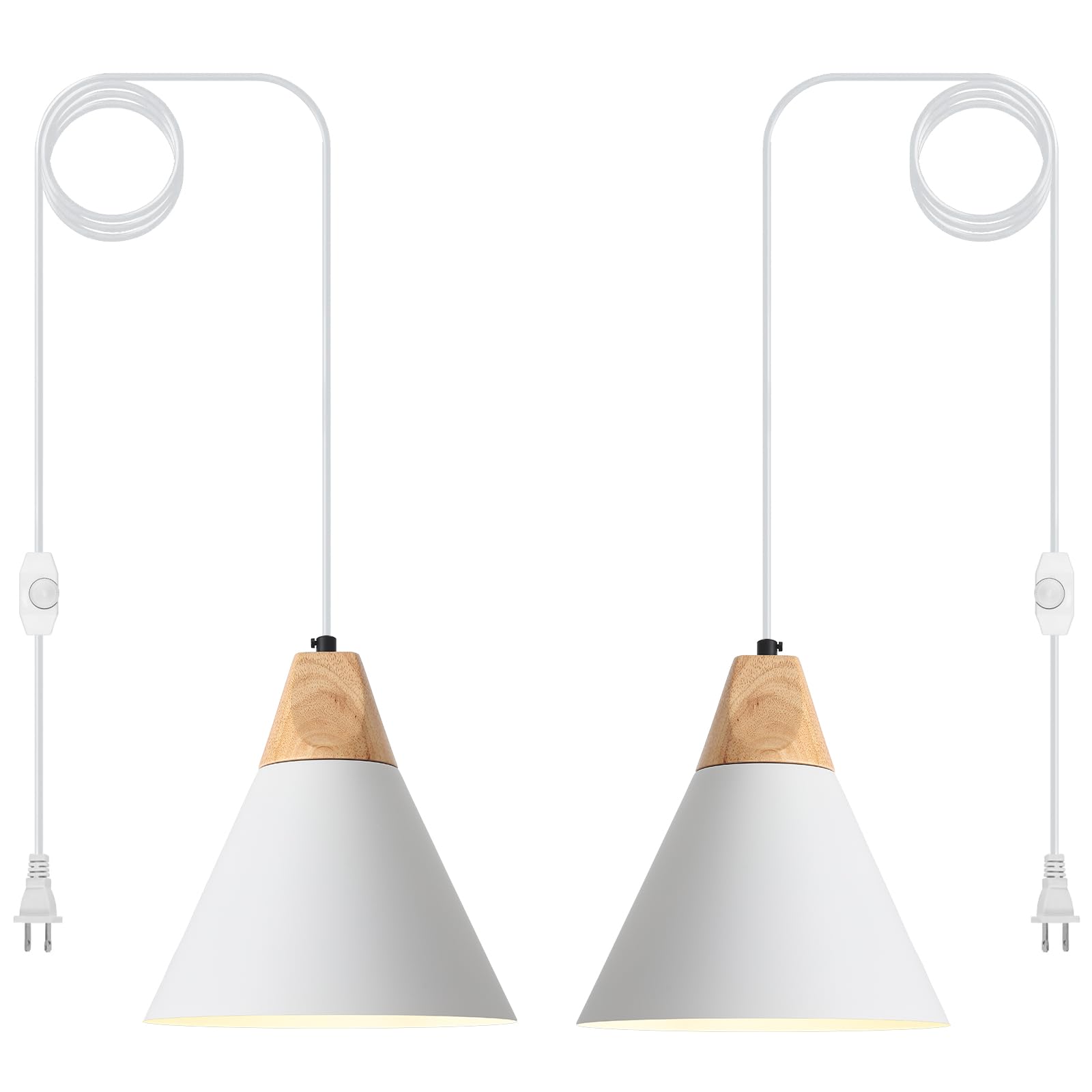 Photo 1 of SESIMENT Plug in Pendant Light, 2 Pack 9.4inch Hanging Lights with Plug in Cord 14.7 ft, White Pendant Light Plug in, Hanging Pendant Light, Hanging Lamp Plug in for Bedroom Living Room Kitchen Island
