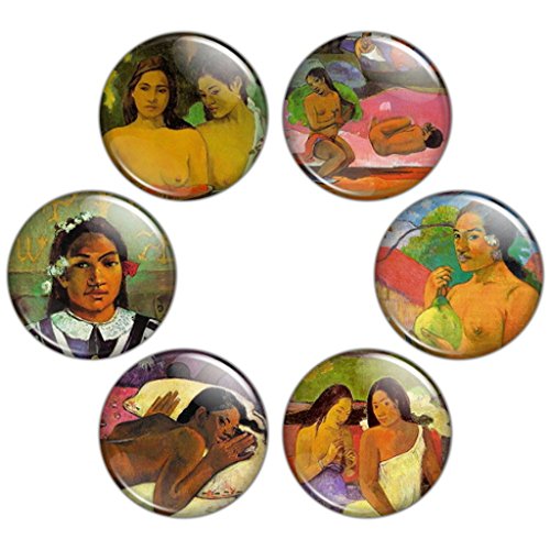 Button Bistro Women's Paul Gauguin Painting 1.25 inch Pinback Button Set Badges Pins