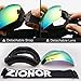 ZIONOR X Ski Snowboard Snow Goggles OTG Design for Men Women Adult with Spherical Detachable Lens UV Protection Anti-fog (VLT 7% Black Frame Revo Gold Lens)