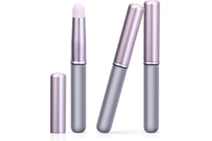 UNIMEIX 3 Pack Lip Blending Brush with Lid, Round Head Lipstick Smudge Brush Spot Concealer Brush Professional Lip Gloss Applicators for Lipstick Gloss Creams