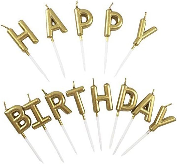 Osima Birthday Letter Cake Candles, Gold