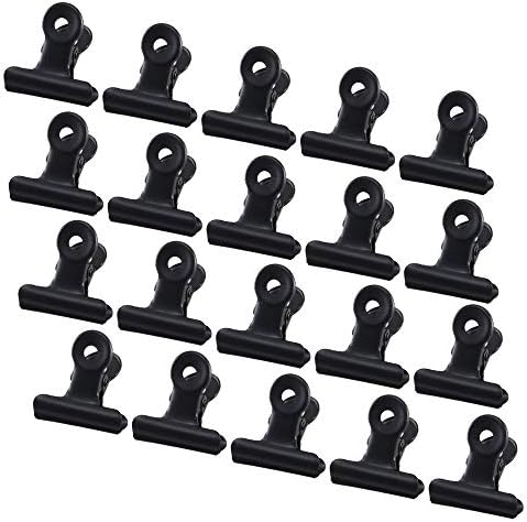 FJSM Black Bulldog Clips 20 pcs Bulldog Paper Clips Small Hinge Clips Paper Holder Clamp for Documents Photo Display Food Bags Home Office Kitchen