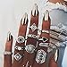 Iumer 10Pcs Vintage Steampunk Cross Moon Midi Finger Knuckle Rings Set Silver
