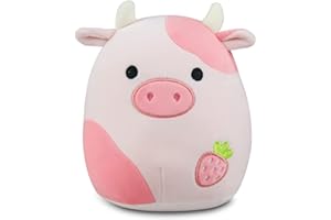 SUNFEDMISS Cow Stuffed Animals Plush Toy Pillow, 8" Strawberry Cow Plush Toy, Cute Soft Cow Plush Pillow Stuffed Strawberry Cow Plushie Birthday for Kids Home Decoration(Strawberry Cow)
