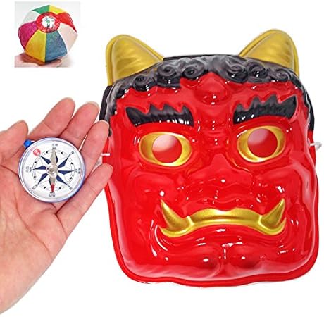 Amazon 節分 方位磁石と赤オニ面1枚のセット お楽しみグッズ 紙風船 付きセット おもちゃ ホビー 縁日用品 おもちゃ