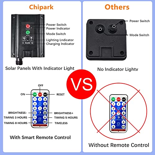 Chipark Solar Curtain Lights, Upgraded Garden Fairy Lights 300 LED 8 Modes Remote Control Waterproof Solar Fairy Lights Outdoor Curtain String Lights for Gazebo Patio Party Festival Decorations(Warm)