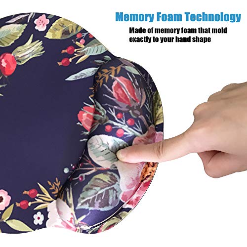 Ergonomic Mouse Pad with Wrist Support,Dooke Cute Wrist Pad with Non-Slip Rubber Base for Computer, Laptop, Home Office Gaming, Working, Easy Typing & Pain Relief Flower - Thumbnail 3