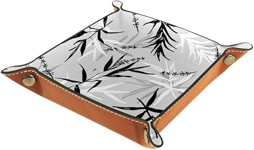 Vockgeng Schwarzweiss-Bambus-Malerei Aufbewahrungsbox Korb Desktop