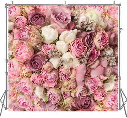 5x5ft Pink Rose Flower Backdrop for Photography Baby Shower Birthday Party Background Photo Booth Props D-8059