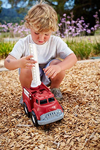 Green Toys Fire Truck & Sounds Board Book - Pretend Play, Motor Skills, Reading, Kids Toy Vehicle. No BPA, phthalates, PVC. Dishwasher Safe, Recycled Plastic, Made in USA.