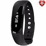 LQM EX1 Fitness Tracker Health Smart Bracelet Sleep Heart Rate Monitor Bluetooth Touch Screen Pedometer Sport Wristband TPF PC Material(Black)