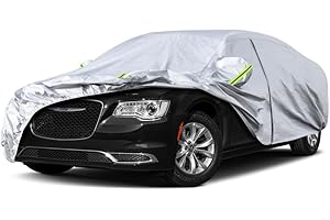 Kaugung 6 Layers Car Cover Custom Fit Chrysler 300 from 2004 to 2025, Waterproof Car Cover All Weather for Automobiles Outdoor Indoor with Zipper Door, Sun Rain Dust Snow Protection.