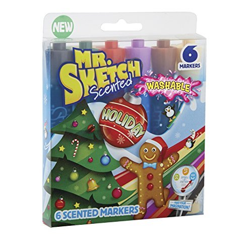 Mr.Sketch Scented Washable Stix Holiday Marker Set (6 Pack), Multicolor