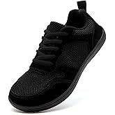 FUJEAK Barefoot Shoes Women Sneakers Womens Walking Shoes Wide Toe Box Shoes Women Minimalist Zero Drop Breathable Fashion Sneakers Width Casual Trail Runner All Black US Size 8