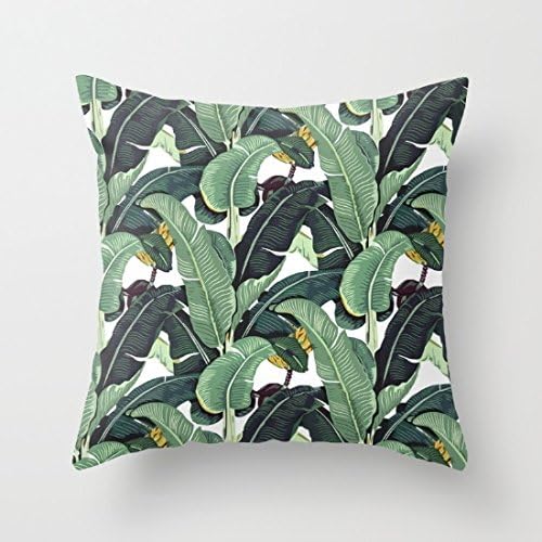 Sofapartner Banana Leaf Pattern Print Square Throw Pillow Covers 20"x 20"
